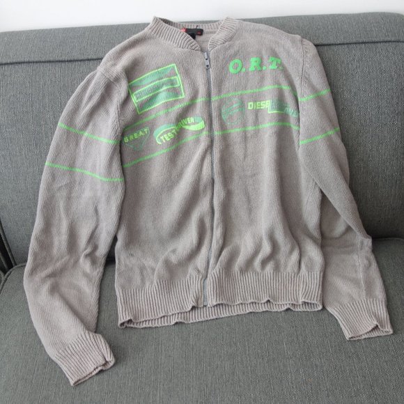 Diesel Official Dieseland Great Testdriver O.R.T. Zip Up Grey Sweater Size L - Picture 1 of 16
